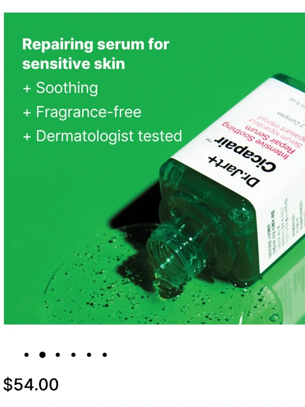 NWT Dr. Jart+ Cicapair™ Sensitive Skin Face Serum For Redness And Barrier Repair